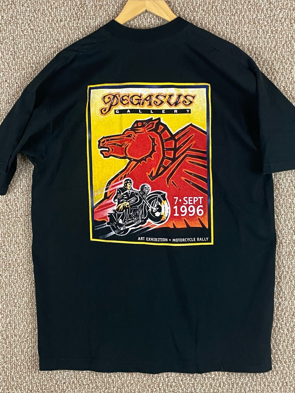 Vintage 90s Hog Heaven Shirt Men’s XL 1996 Pegasus Gallery Motorcycle 139